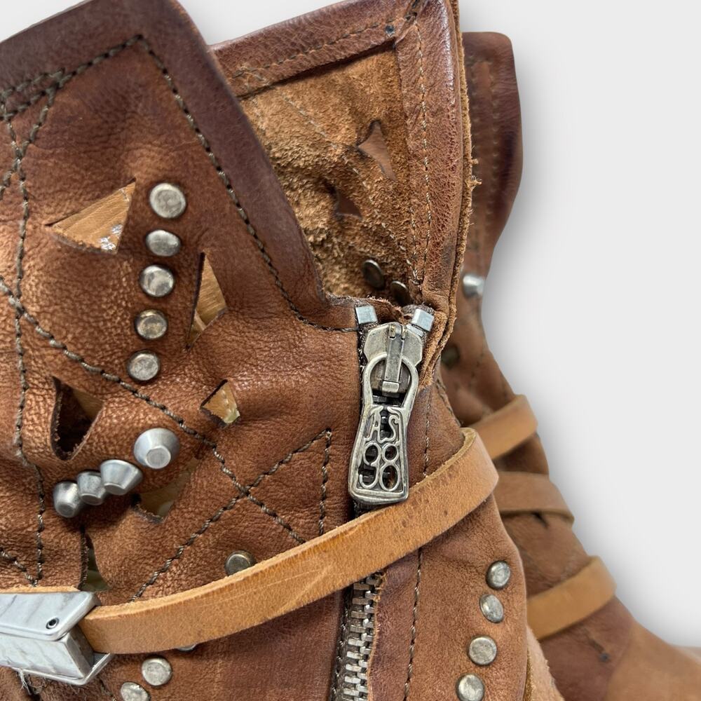 A.S.98 Wyatt Studded Wrap Distress Leather Boot Size 40 - Picture 6 of 16